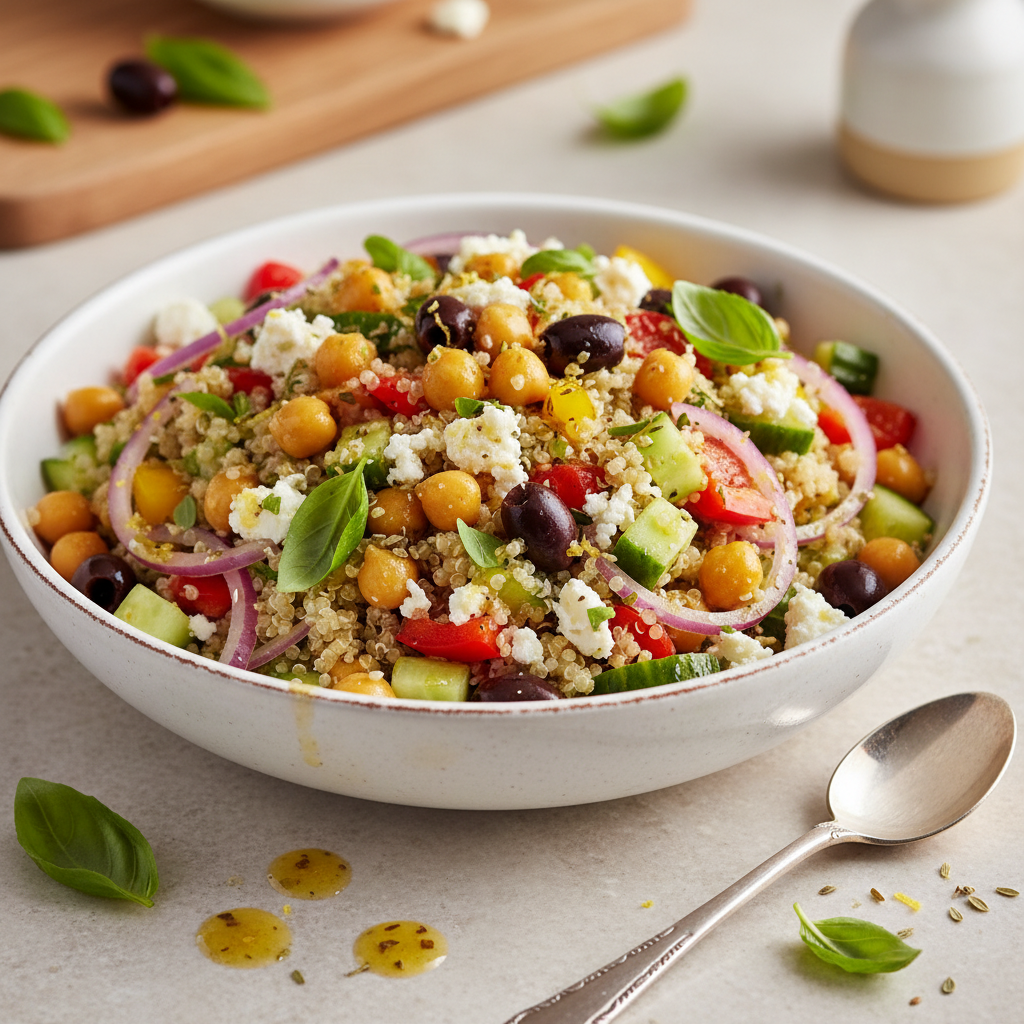 MEDITERRANEAN QUINOA PROTIEN SALAD